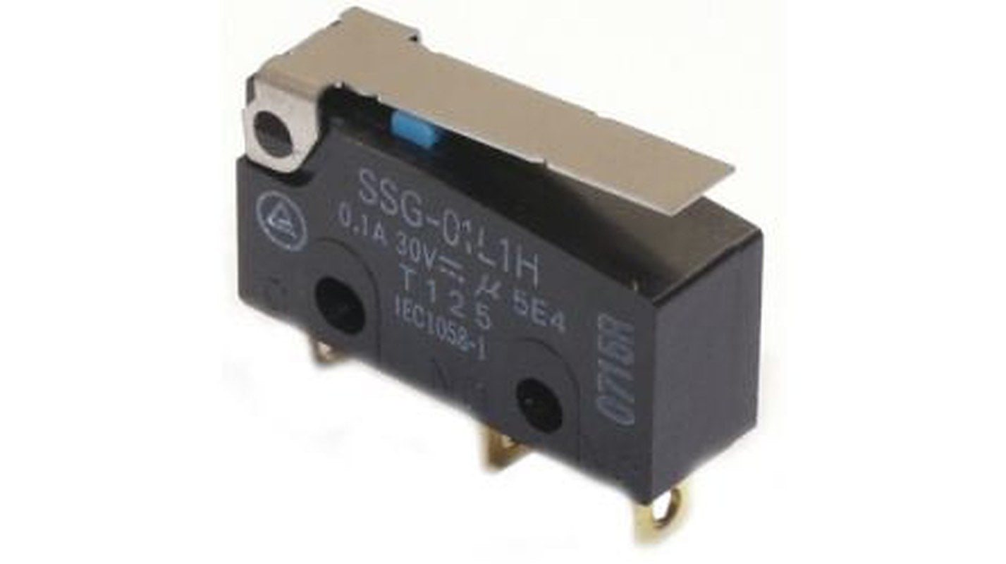 Omron Roller Lever Micro Switch, Solder Terminal, 100 mA, 250 V ac, 30 V dc, 1 CO, IP40