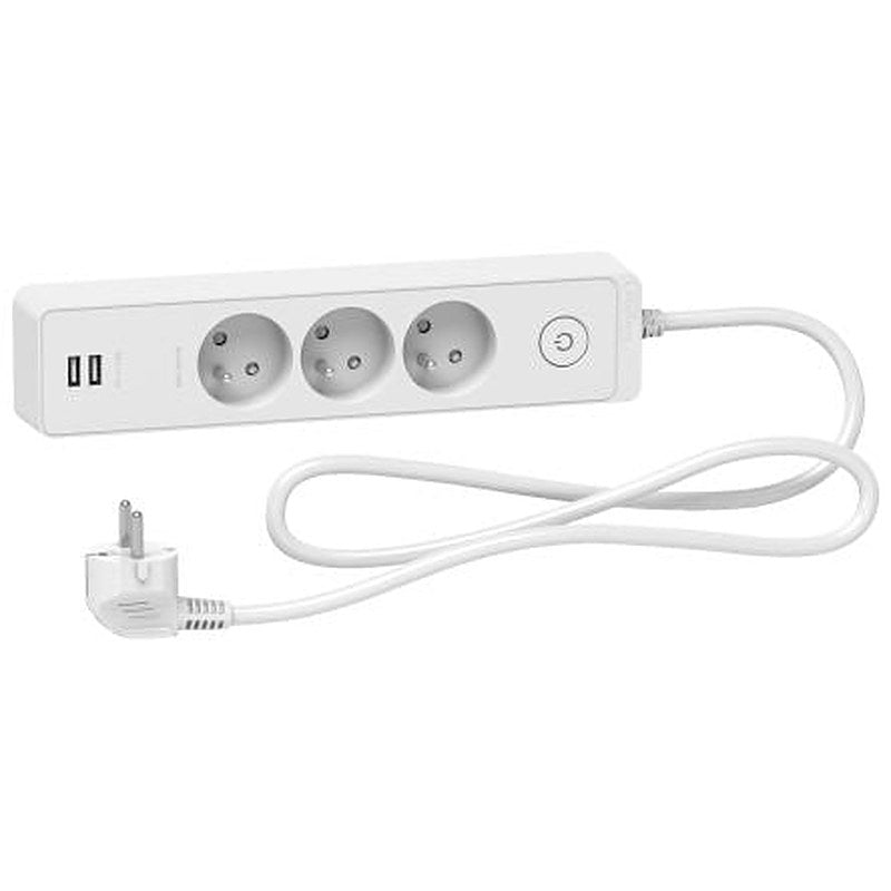 Schneider Electric French 2P 3 Gang Trailing Socket, 1.5m Cable, 16A, 250V