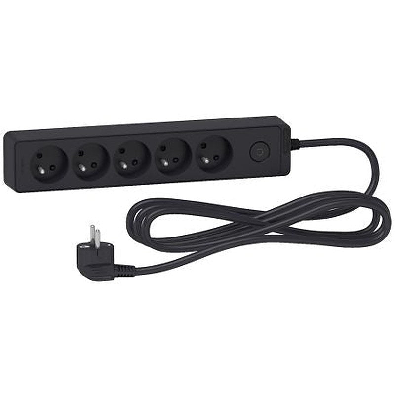 Schneider Electric French 2P 5 Gang Trailing Socket, 3m Cable, 16A, 250V