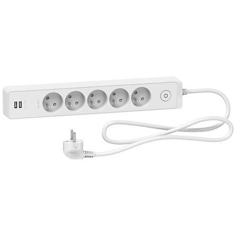 Schneider Electric French 2P 5 Gang Trailing Socket, 1.5m Cable, 16A, 250V