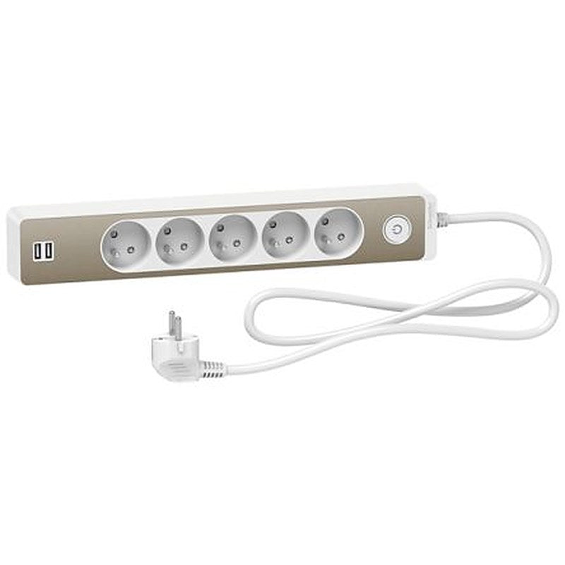 Schneider Electric 1.5 m 5 Socket USB Type A Extension Lead, 250V, IP44
