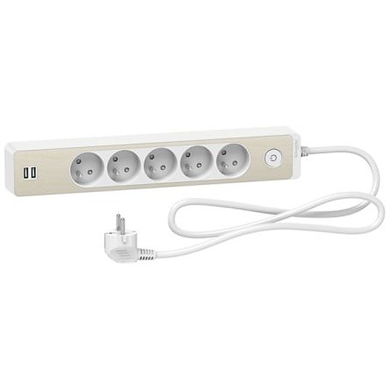 Schneider Electric 1.5 m 5 Socket USB Type A Extension Lead, 250V, IP44