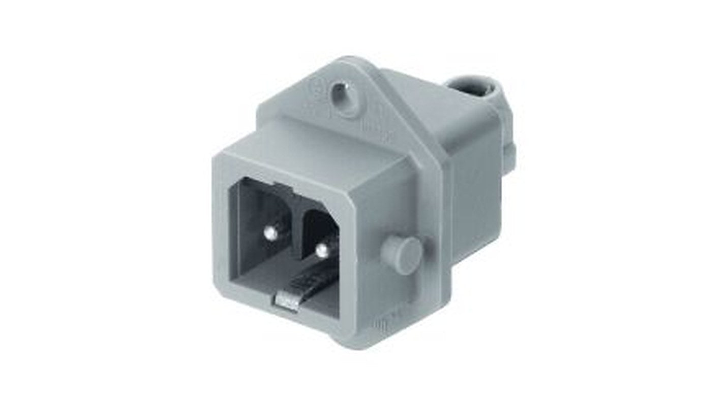 Hirschmann, ST IP54 Grey Panel Mount Mount 2P+PE Straight Industrial Power Connector, 10A, 250V