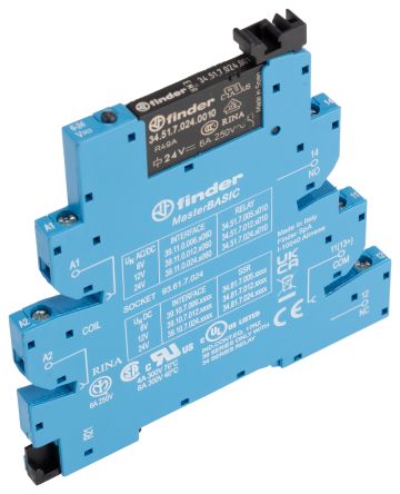 Finder 39 Series Interface Relay, DIN Rail, 24V ac/dc Coil, SPDT, 11mA