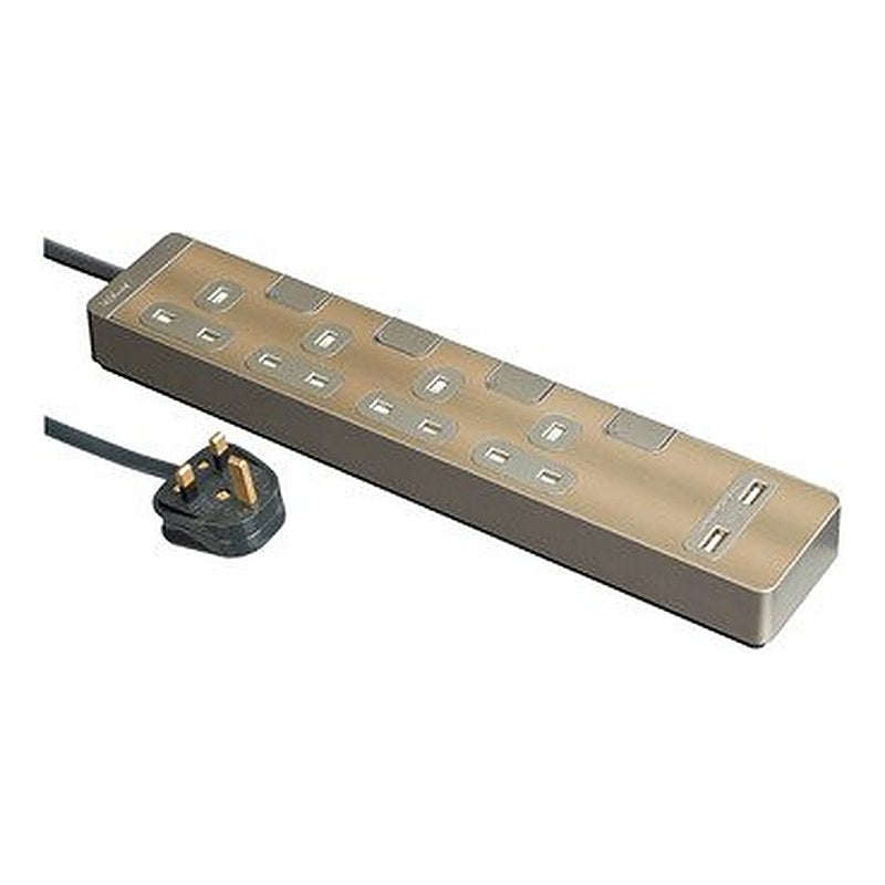Trailing socket, AvatarOn, with individual switch & USB, 4 gang, 3M, metal golden hairline (Trailing socket AvatarOn) is a Schneider Electric product. Designed for reliable performance and long service life. Available across Iraq — contact us for pricing and delivery options.