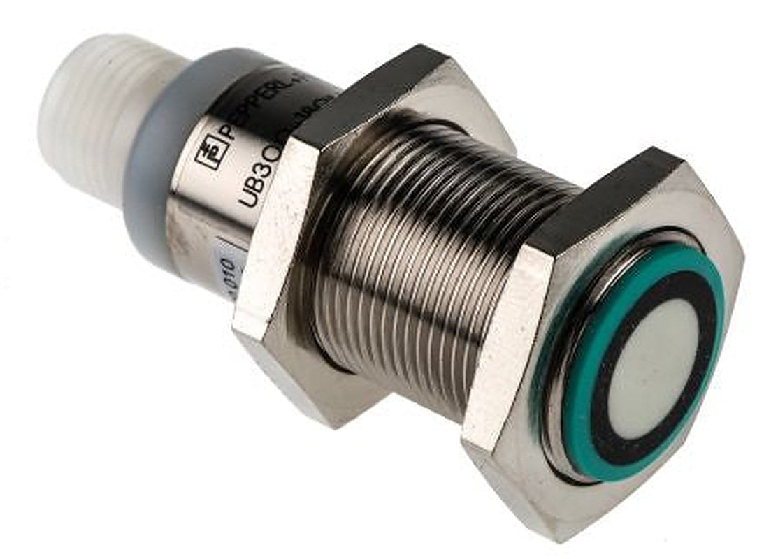 Pepperl + Fuchs UB300-18GM40-I-V1 Threaded Barrel Ultrasonic Proximity Sensor, M18 x 1 300 mm 20mA 4 to 20 mA 30V 30 V