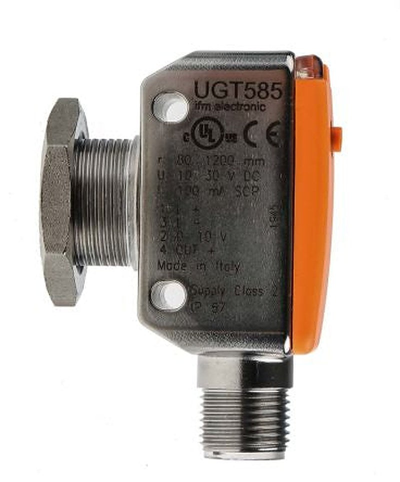 ifm electronic UGT585 Block Ultrasonic Proximity Sensor UGT585, M18 x 1 1200 mm 100mA PNP 3V 30 V dc