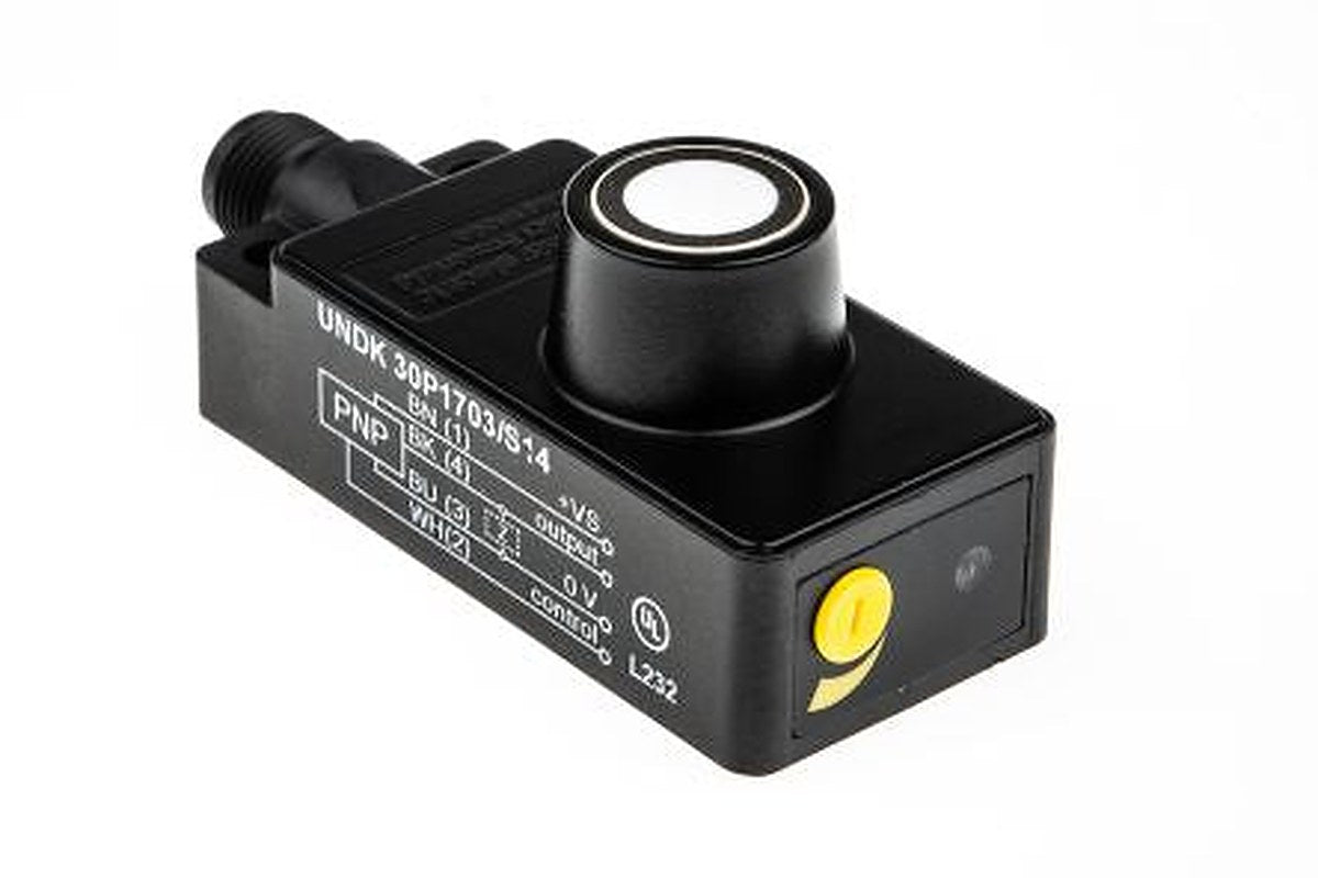 Baumer UNDK 30P1703/S14 Block Ultrasonic Proximity Sensor, M12 x 1 1000 mm 200mA PNP 30V 30 V dc