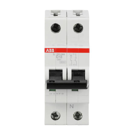 ABB System Pro M Compact S200 Miniature Circuit Breaker, 1-Pole, 13A, Type D, 400V ac AC, 12 V DC, 6 kA Breaking