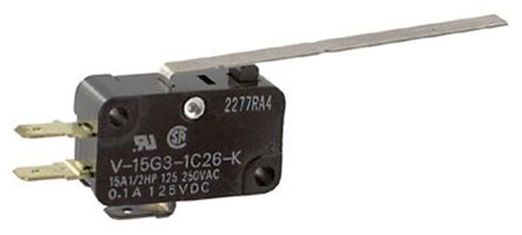 Omron Long Hinge Lever Micro Switch, Quick Connect Terminal, 15 A, 250 V ac, 250 V dc, SPCO, IP40