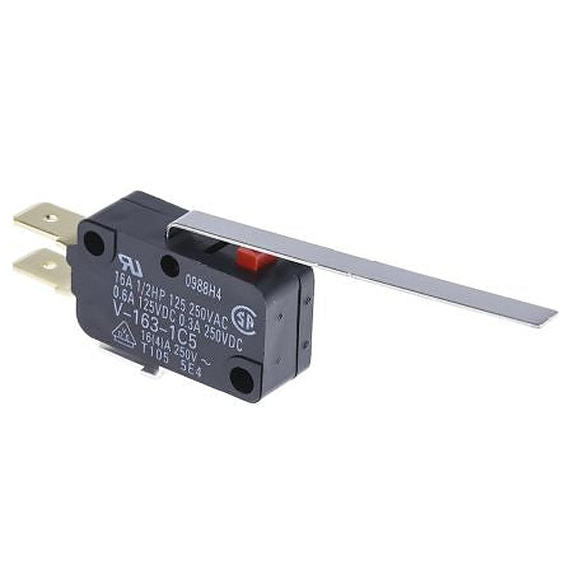Omron Long Leaf Lever Micro Switch, Tab Terminal, 16A, 250 V ac, 250 V dc, SPDT, IP40