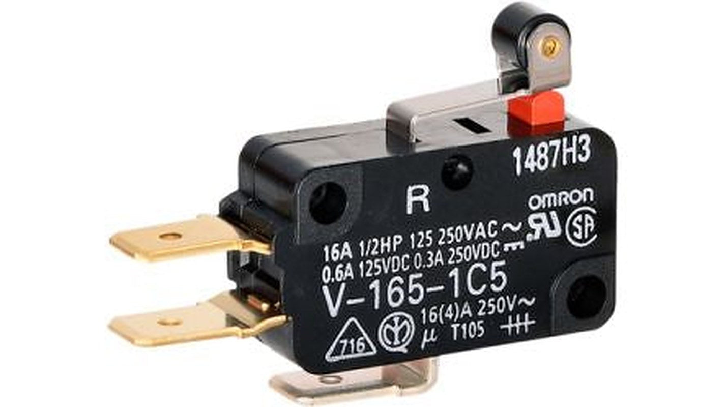 Omron Roller Lever Micro Switch, FASTON Terminal, 16 A, 125 V ac, 1 CO, IP40