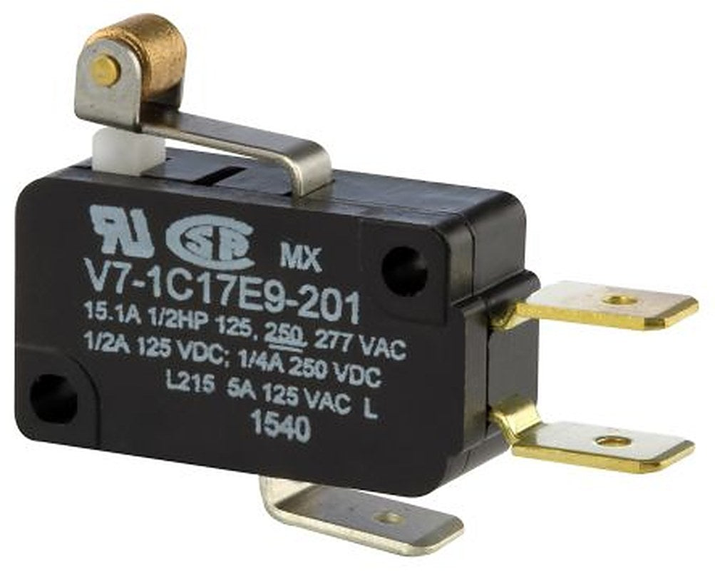 Honeywell Roller Lever Micro Switch, Quick Connect Terminal, 15A, 125 V, SPDT