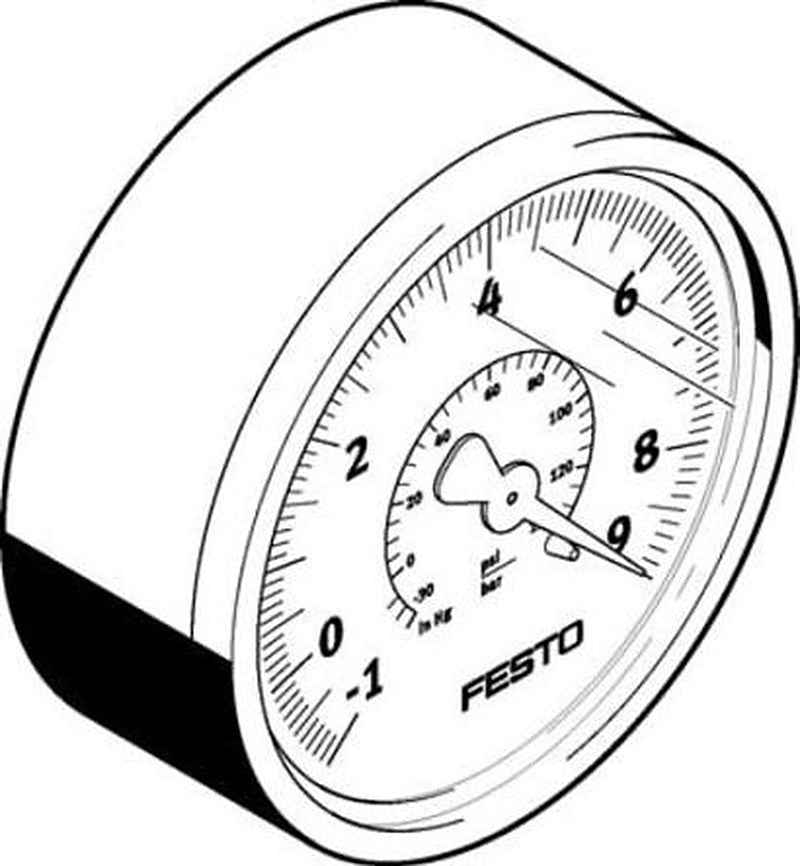 Festo 1/4 in R Threaded Pressure Gauge, 63 mm, 0 bar