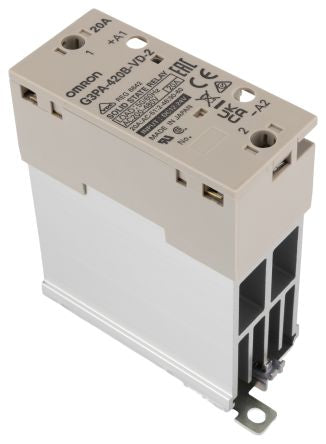 Omron G3PA Series Solid State Relay, 20 A Load, DIN Rail, Screw Mount, 528 V Load, 200V ac Control