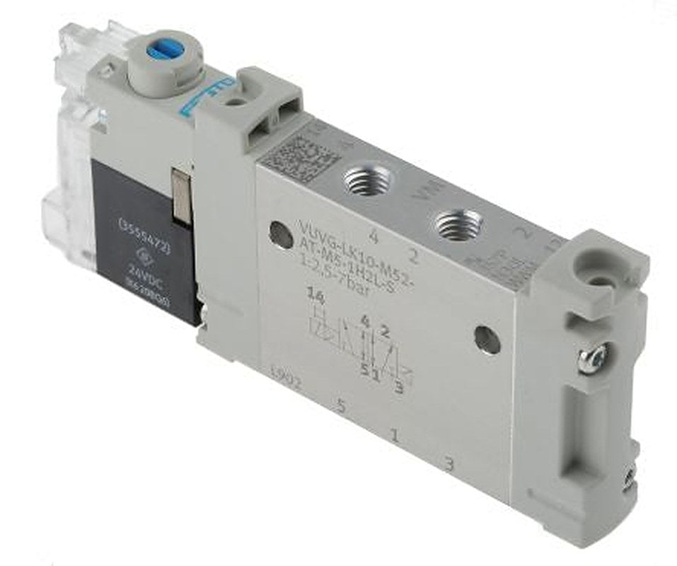 Festo Solenoid Valve - 5/2 Solenoid/Spring Metric VUVG  Series 24V dc