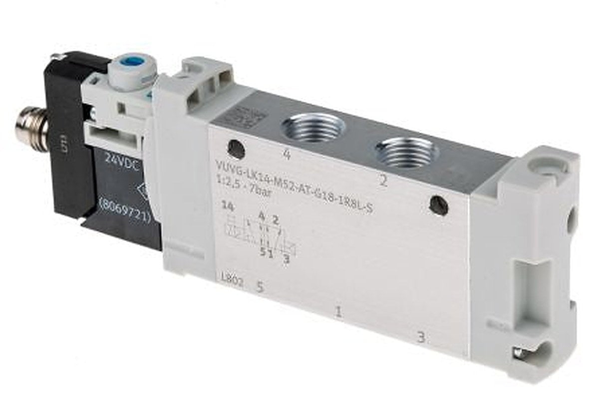 Festo Solenoid Valve - 5/2 Solenoid/Spring G VUVG  Series 24V dc