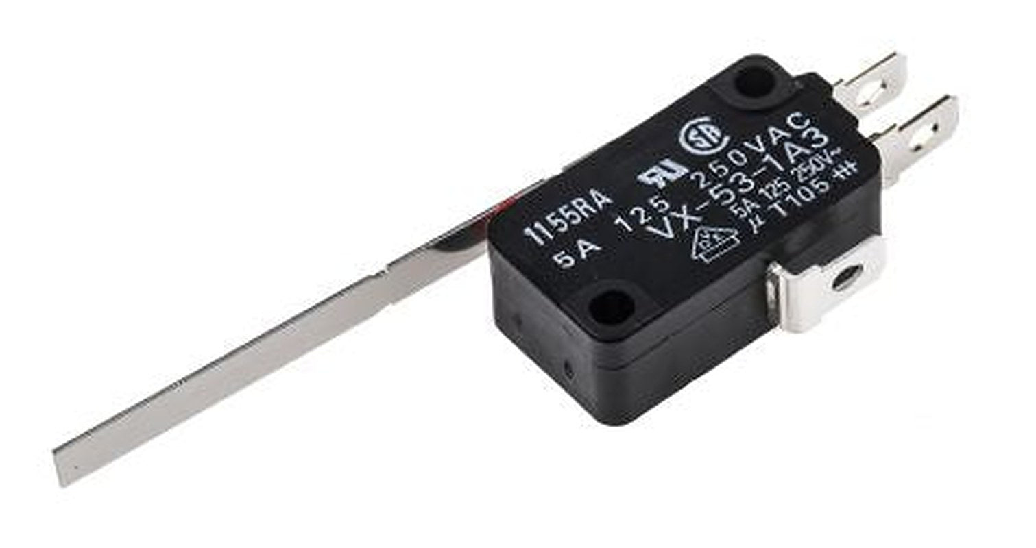 Omron Long Hinge Lever Micro Switch, Solder Terminal, 5A, 250 V ac, SPDT, IP40