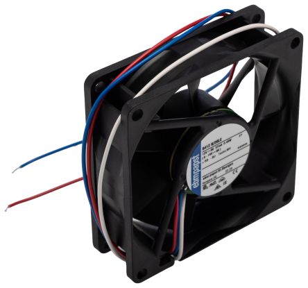 ebm-papst 8400 N Series Axial Fan, 12V dc, 33 m³/h, 500 mW, 41 mA Max, IP68 80 mm 80mm 25 mm