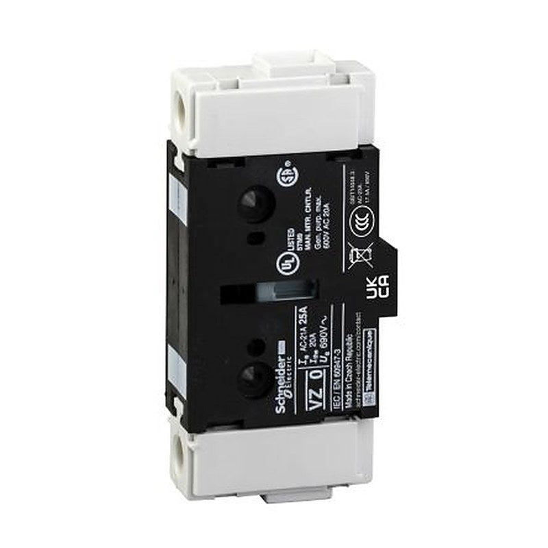 Schneider Electric Auxiliary Contact, 1 Contact, 2 NO, TeSyS Vario, Side, 20 A, 690V ac, VZ0