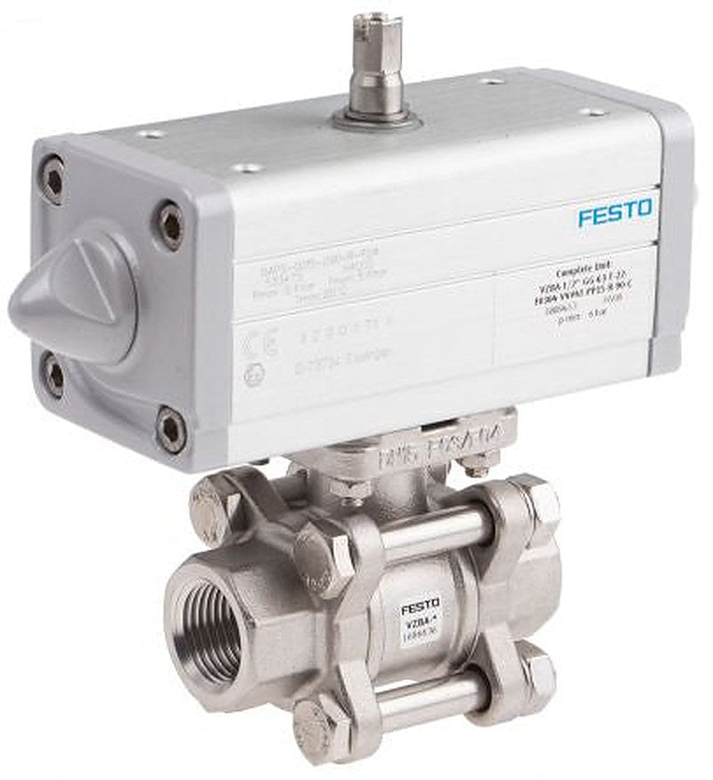 Festo 3-Way Ball Valve with T-Shaped Hole type Pneumatic Actuated Valve, 63 bar