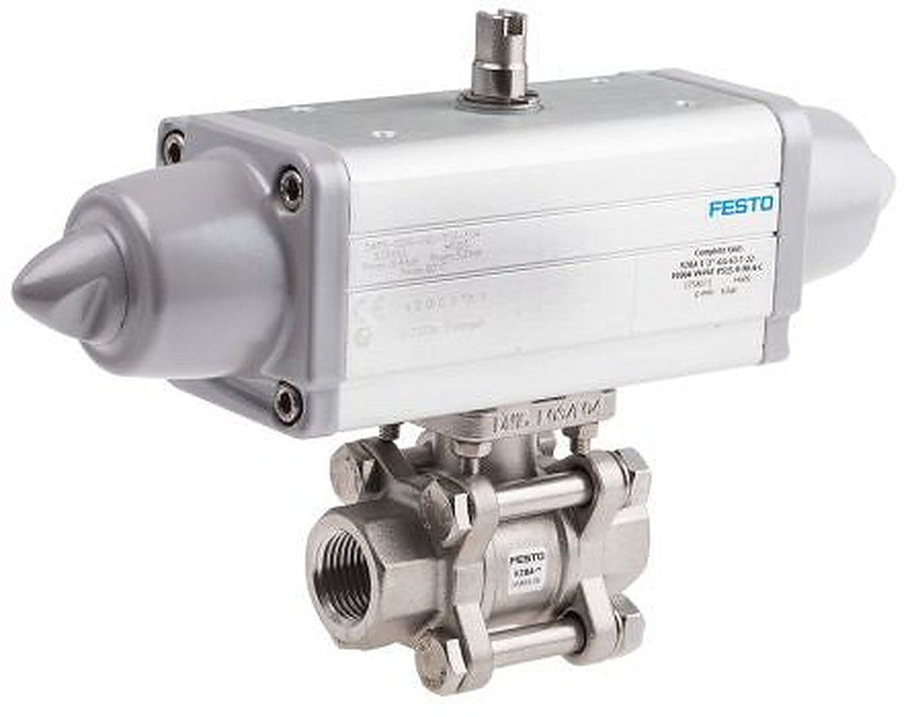 Festo 3-Way Ball Valve with T-Shaped Hole type Pneumatic Actuated Valve, 5.6 bar, DIN EN 10226-1
