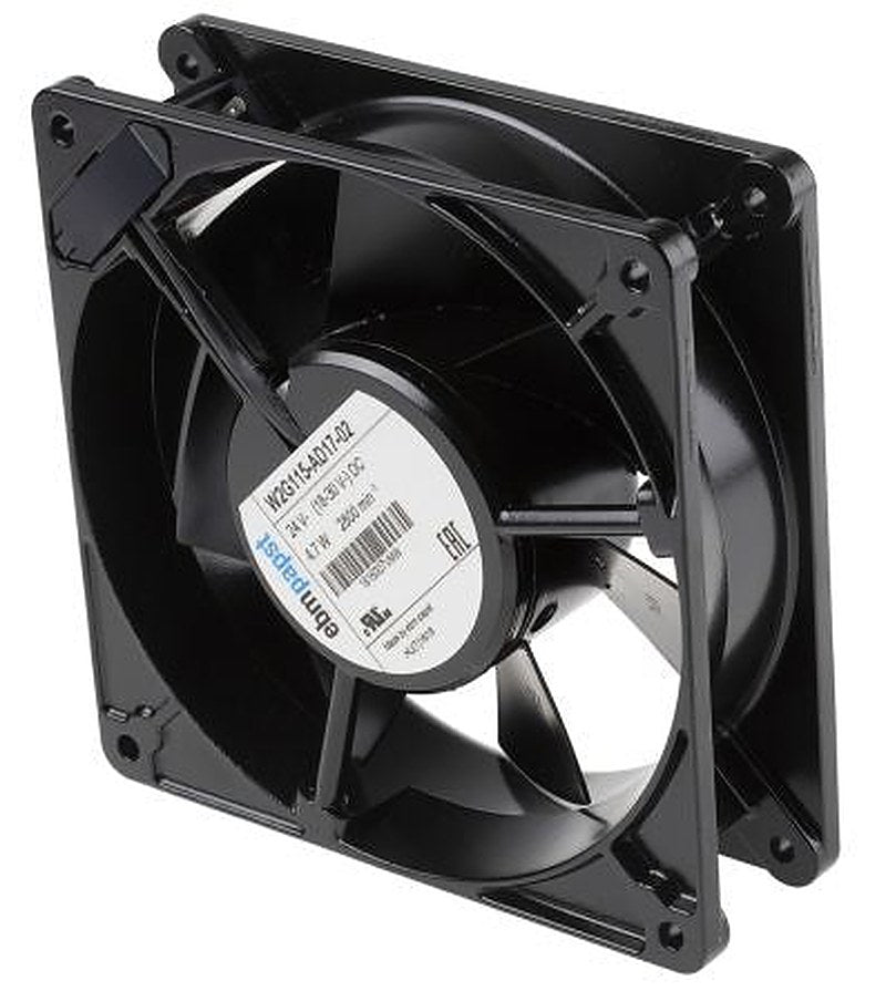 ebm-papst W2G115 Series Axial Fan, 24V dc, 245 m³/h, 4.7 W, 196 mA Max, IP22 127 mm 127mm 38 mm