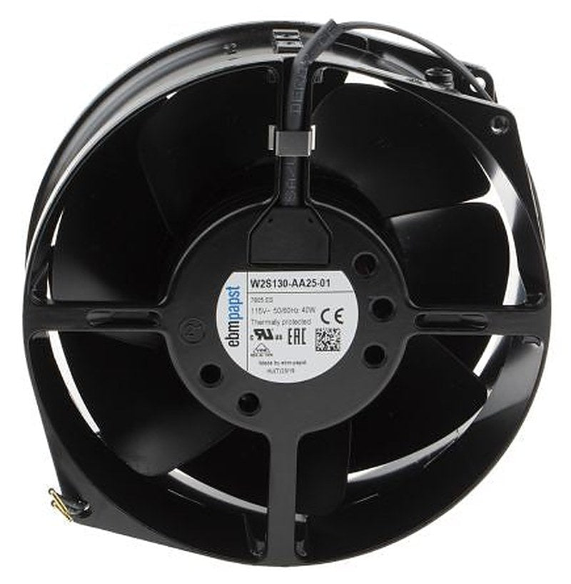ebm-papst W2S130 Series Axial Fan, 115V ac, 320 m³/h, 38 W, 560 mA Max, IP20 172 mm, 55mm, 55 mm