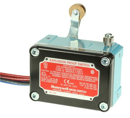 Honeywell EX Series Roller Lever Limit Switch, 2 NO/2 NC, Die Cast Aluminium Housing, 250V, 10A