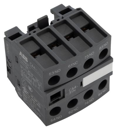 ABB Auxiliary Contact, 4 Contact, 3 NO/1 NC, CA4, Front, 6 A, 690V ac, 1SBN010140R1231 CA4-31N