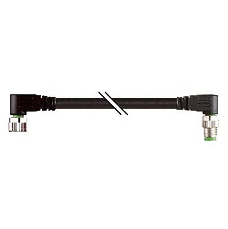 B&R Male 4 way Right Angle to Female 4 way M8 Actuator/Sensor Cable, 15 m