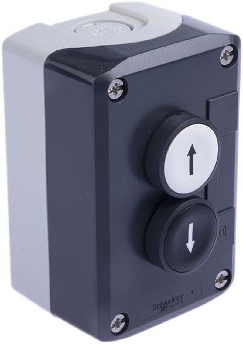 Schneider Electric Spring Return Enclosed Push Button - DPST, Polycarbonate, 1 Cutouts, White, Black, IP66, IP67, IP69K