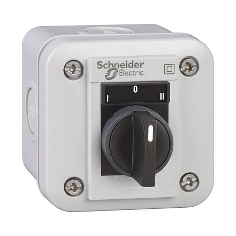 Schneider Electric Push Button Control Station - SPDT, Polycarbonate, 1 Cutouts, Black, I/O, IP54