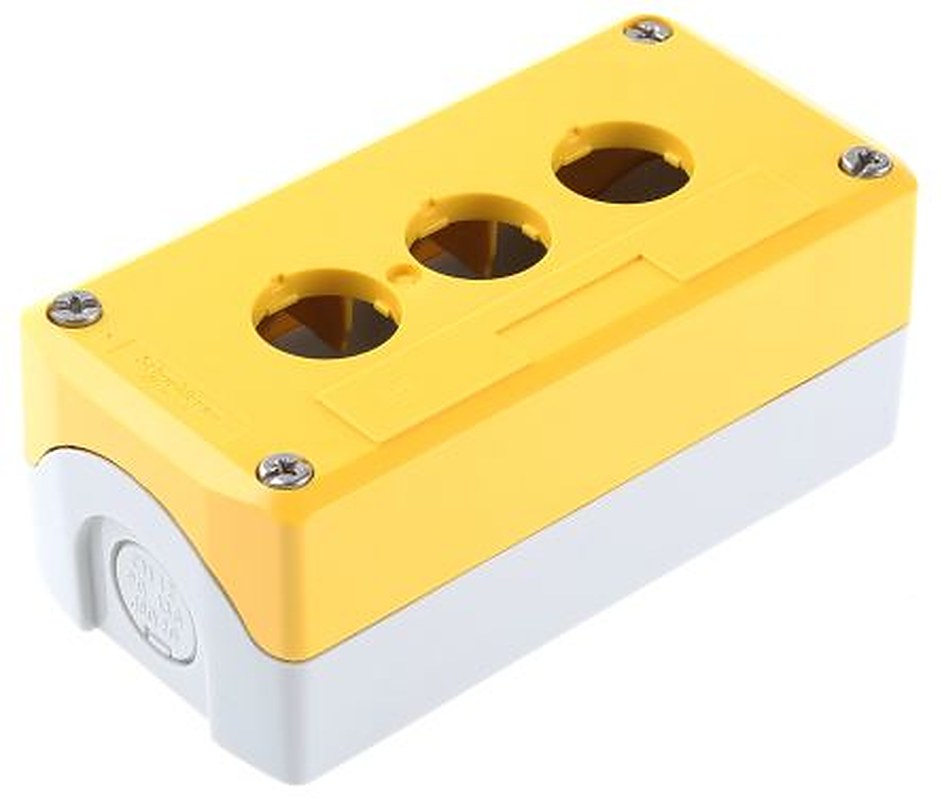 Schneider Electric Yellow Plastic Harmony Push Button Enclosure - 3 Hole 22 mm Diameter