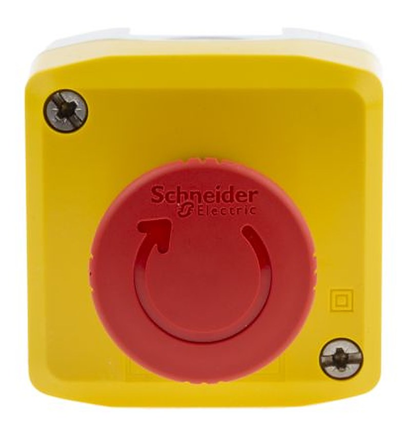Schneider Electric Harmony Series Twist Release Emergency Stop Push Button, Surface Mount, 40 mm Cutout, 1 NC, IP69K,