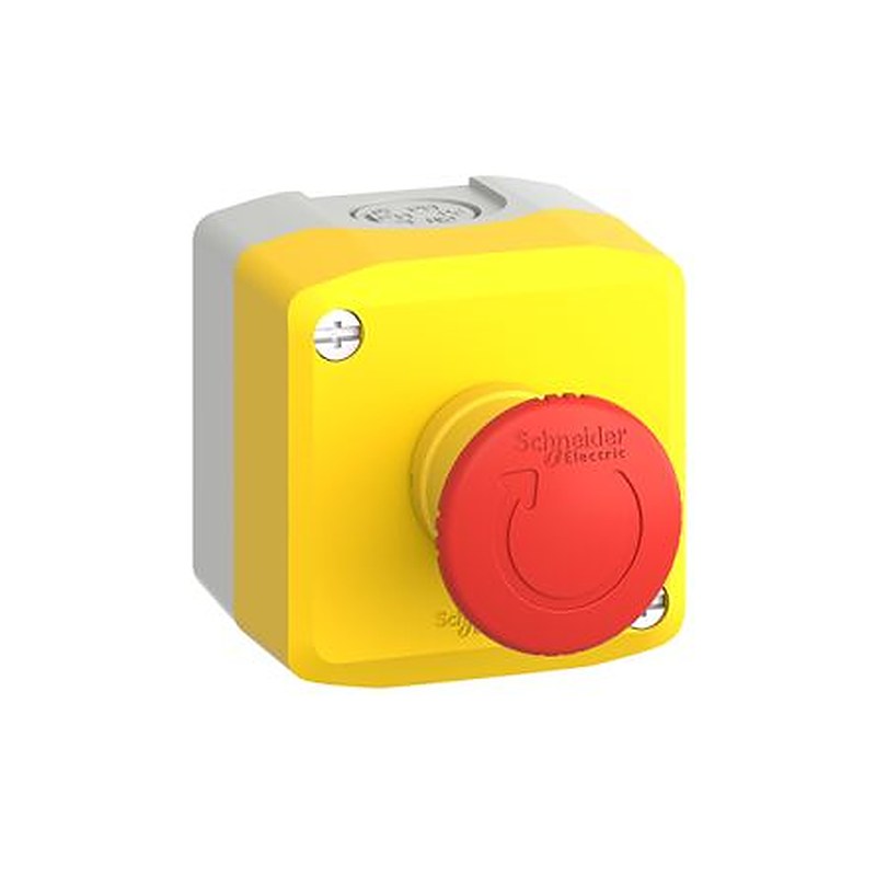 Schneider Electric Turn to Release Control Station Switch - 2 NC, Polycarbonate, Red, Emergency Stop, IP66, IP67, IP69K