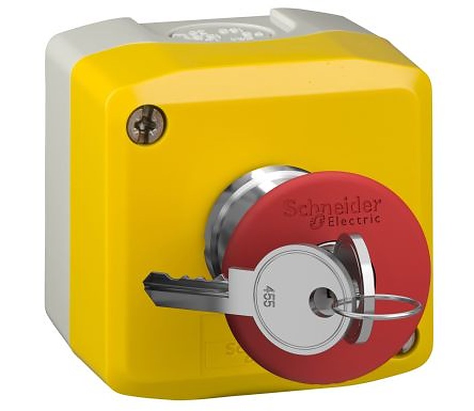 Schneider Electric Harmony Series Key Release Emergency Stop Push Button, Surface Mount, 1 NC, IP69K, IP67, IP66, IP69