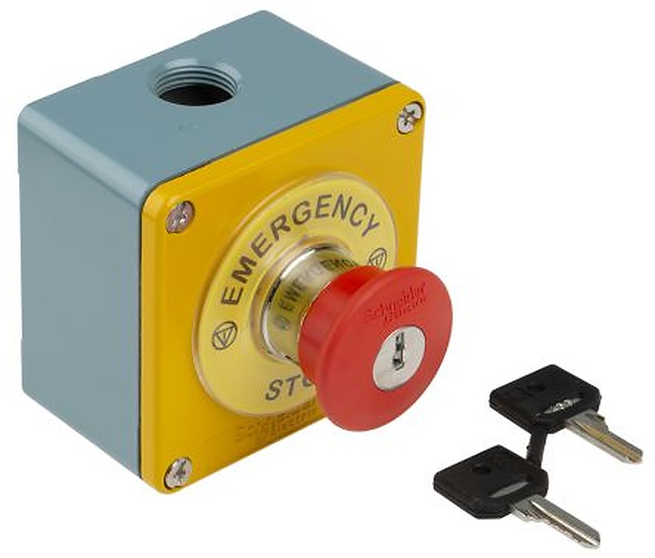 Schneider Electric Yellow Zinc Alloy Harmony XAP Push Button Control Station - 1 Hole 22 mm Diameter