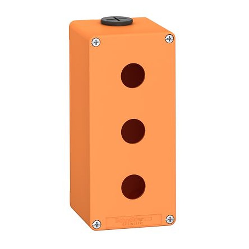Schneider Electric Orange Die Cast Zinc Harmony Empty Control Station - 3 Hole 22 mm Diameter