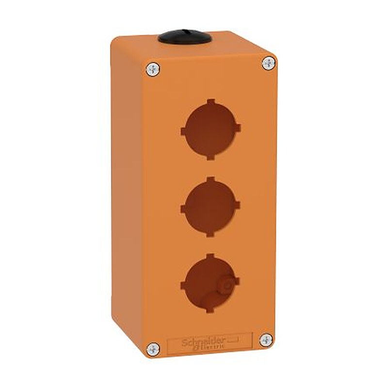 Schneider Electric Orange Die Cast Zinc Harmony Empty Control Station - 3 Hole 30 mm Diameter