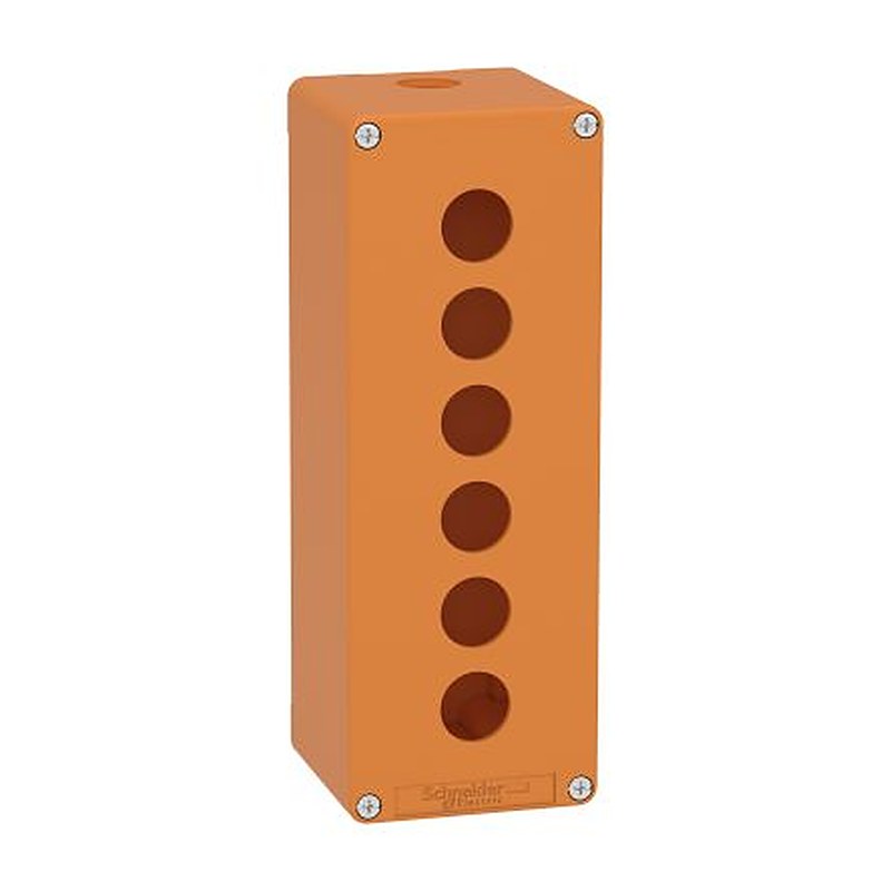 Schneider Electric Orange Die Cast Zinc Harmony Empty Control Station - 6 Hole 22 mm Diameter