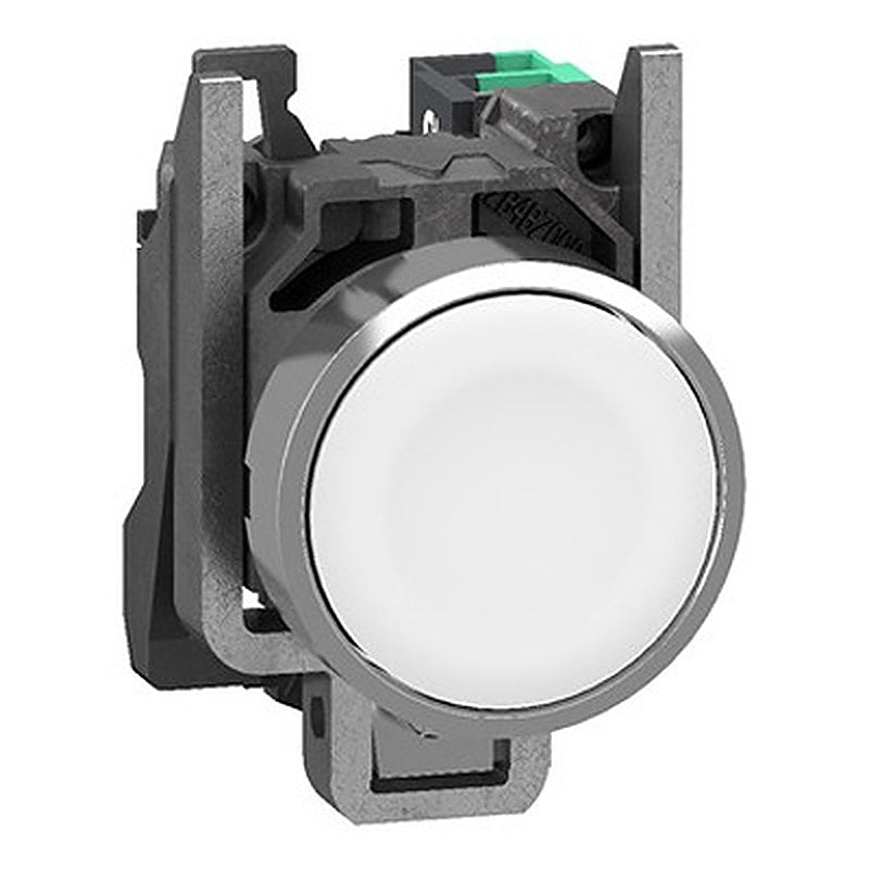 Schneider Electric Harmony XB4 Series Pushbutton, Panel Mount, 22.5 mm Cutout White, 1 NO, IP66, IP67, IP69, IP69K