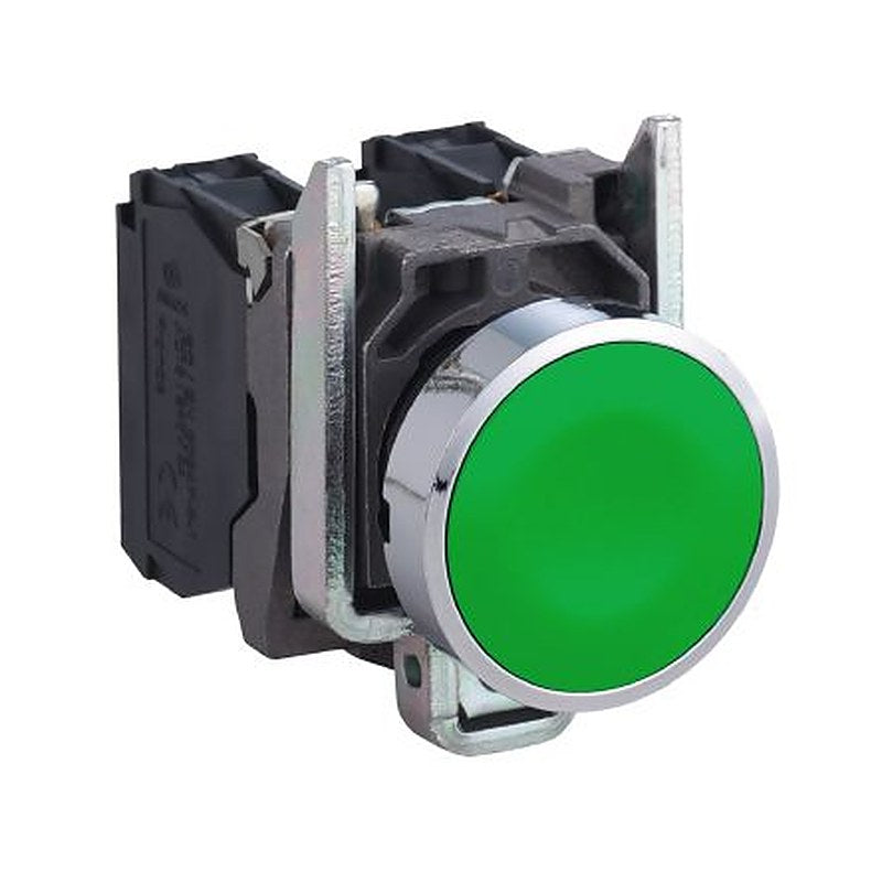 Schneider Electric XB4 Series Push Button Switch, Spring Return, Panel, 22.5 mm Cutout, 1 NO/1 NC, IP66, IP67, IP69,