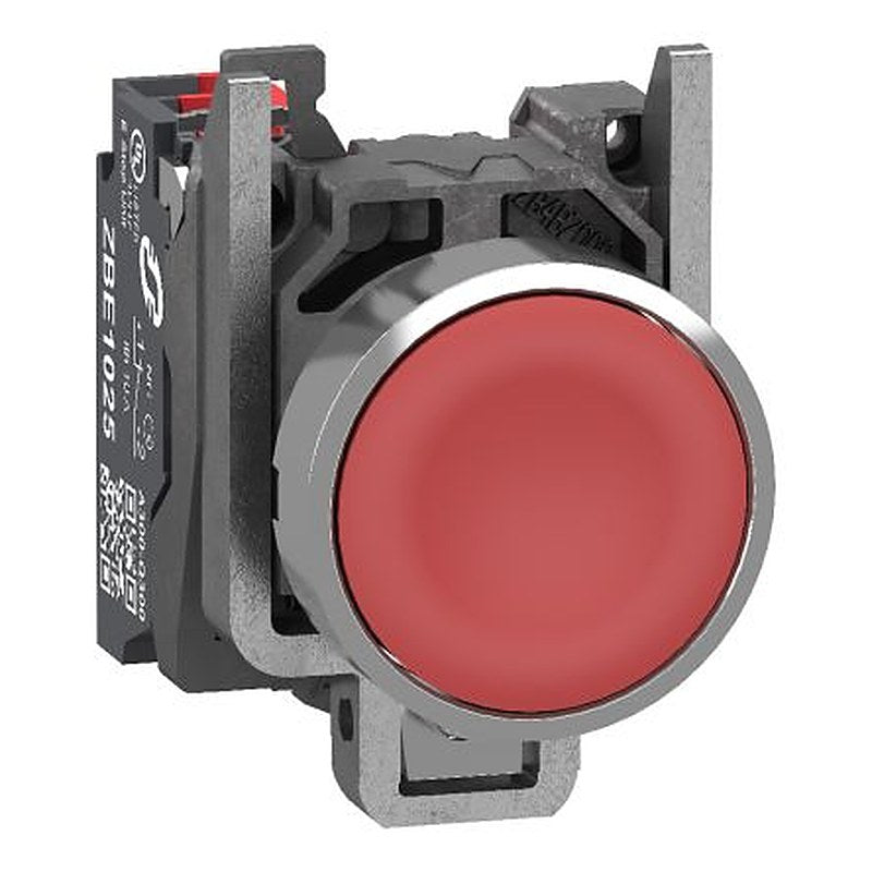 Schneider Electric XB4 Series Pushbutton, Push-On, Socket, 22.5 mm Cutout, 1 NC, IP66, IP67, IP69