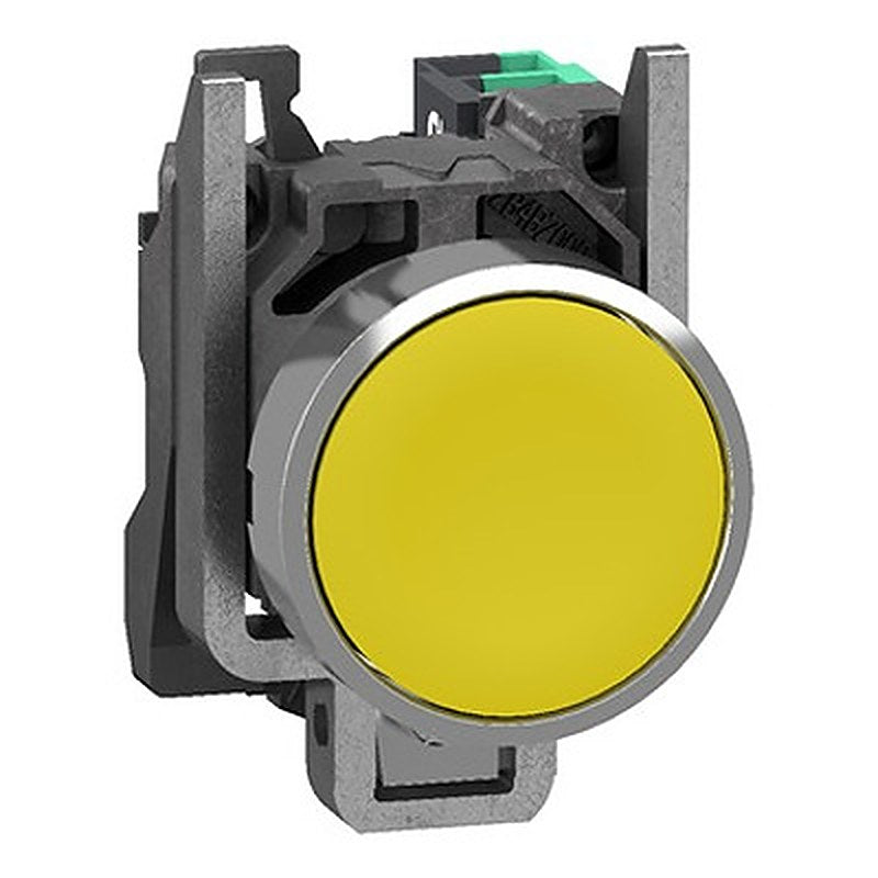 Schneider Electric Harmony XB4 Series Pushbutton, Panel Mount, 22.5 mm Cutout Yellow, 1 NO, IP66, IP67, IP69, IP69K