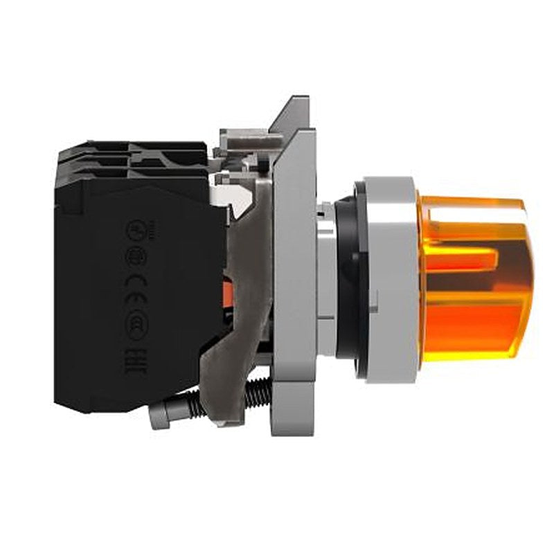 Schneider Electric Yellow Standard Handle Selector Switch - 22 mm Cutout Diameter Illuminated 2 Positions