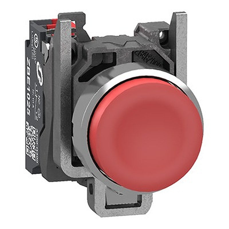 Schneider Electric Harmony XB4 Series Pushbutton, Panel Mount, 22.5 mm Cutout Red, 1 NC, IP66, IP67, IP69, IP69K