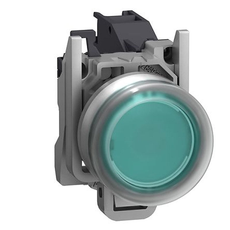 Schneider Electric Harmony XB4 Series Push Button Switch, Spring Return, Through Hole, 22.5 mm Cutout, 1 NO, Green LED,