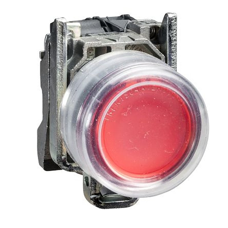 Schneider Electric Harmony Series Push Button Switch, Spring Return, Panel, 22 mm Cutout, SPST, Red LED, IP66, IP67, 600