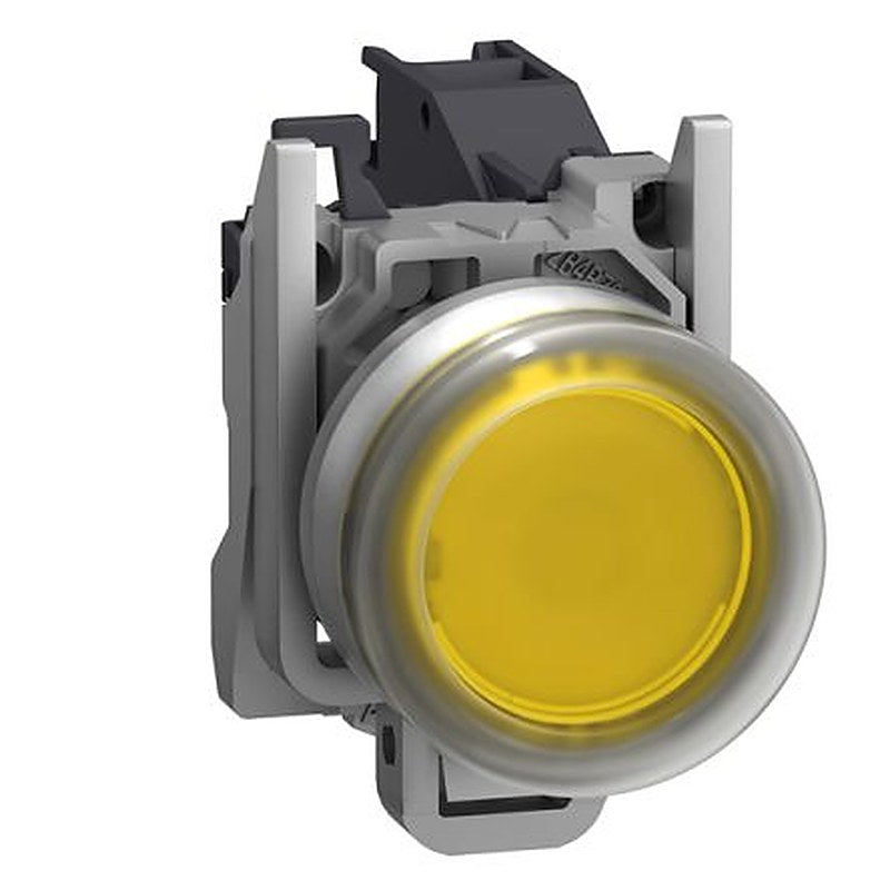 Schneider Electric Harmony XB4 Series Push Button Switch, Spring Return, Through Hole, 22 mm Cutout, 1 NO, Yellow LED,